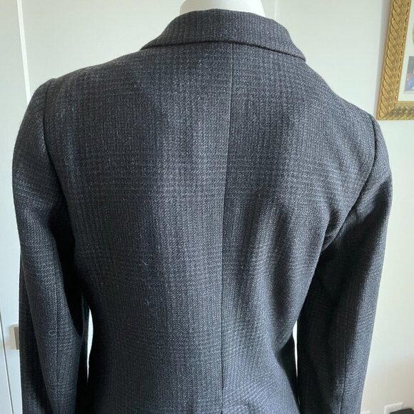 Massimo Dutti 2 Button Notch Collar Wool Alpaca Blend Houndstooth Blazer Grey 8 - Picture 7 of 15
